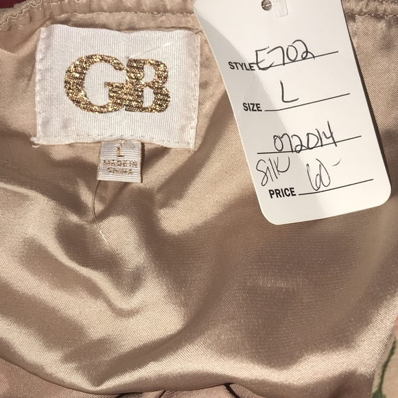 GB Floral Tan Strapless Dress NWT Large - Picture 5 of 5